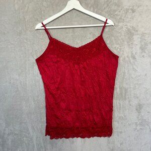 Great NW Indigo Y2K Red Cami Top Vampy Goth Romantic Lace Satin Fairycore Grunge